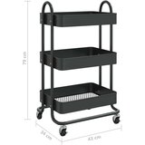 vidaXL Kolica s 3 razine crna 43 x 34 x 79 cm čelična | shoptok.hr