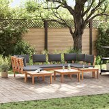 vidaXL 4-delni set vrtne klopi z blazinami iz trdega lesa teak, 2-delni set vrtne klopi iz trdega lesa teak | Shoptok.si