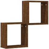  Zidne kockaste police 2 kom smeđi hrast 30x15x30 cm | shoptok.hr