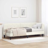 vidaXL Kotna postelja z vzmetnico z vzglavjem krema 80 x 200 cm Žamet | Shoptok.si