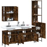  4-dijelni set kupaonskih ormarića boja dimljenog hrasta drveni Smeđa | Shoptok.si
