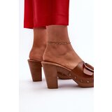 EVENTO Women's mules with stiletto heel and buckle brown Betinna | Shoptok.si
