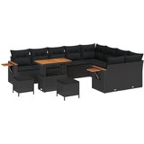 vidaXL 12-dijelni vrtni sofa set s jastučićima crna poli ratan akacije, 3-dijelni vrtni dinerski set s jastučićima crna poli ratan akacije Cijene