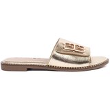 GOODIN Gold women's flip-flops on a flat sole | Shoptok.si
