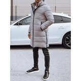 DStreet Men's winter long jacket with hood quilted beige | ePonuda.com