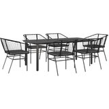  Vrtna garnitura - 6-dijelni vrtni blagovaonski set s jastucima crno Crna i tamno siva 200 x 100 x 74 cm 6 | shoptok.hr