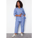 Trendyol Curve Blue Woven Plus Size Two Piece Set | Shoptok.si
