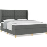 Box vzmetna postelja z vzmetnico - Temno siva, 180x200 cm, Tkanina, (22081123) | Shoptok.si