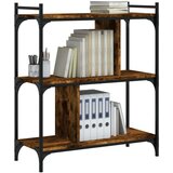  Knjižna omara 3-nadstropna dimljen hrast 76x32x88 cm inž. les, (20978358) | Shoptok.si