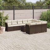 vidaXL 11-dijelni set vrtnih sofa od poliratana s jastucima smeđi | shoptok.hr