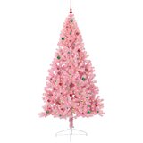 vidaXL Umjetno predsvijetljeno božićno drvce Ružičasta 240 cm PVC | shoptok.hr