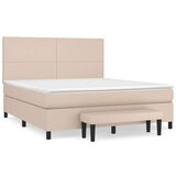 vidaXL Box spring postelja z vzmetnico kapučino 180x200cm umetno usnje, (20897383) | Shoptok.si