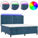 Maison Chic Box spring postelja - Vzmetna postelja z vzmetnico LED temno modra 160x200cm žamet SL22303, (21891765) | Shoptok.si