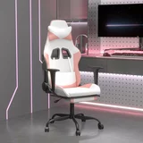  Masažna igraća stolica s osloncem bijelo-ružičasta umjetna koža