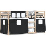 vidaXL Pograd z zavesami bel in črn 90x190 cm trdna borovina | Shoptok.si