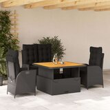 vidaXL 4-dijelni vrtni blagovaonski set od poliratana s jastucima crni | shoptok.hr