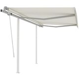 vidaXL Ročno zložljiva tenda s stebrički 3x2,5 m krem | Shoptok.si