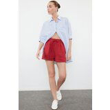 Trendyol Red 100% Linen Elastic Waist High Waist Shorts cene