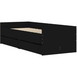 vidaXL Posteljni okvir s predali črn 90x190 cm | Shoptok.si