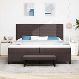  Krevet s opruga kutije Tamno smeđa 200 x 200 cm tkanina | shoptok.hr