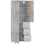 vidaXL Visoka komoda siva betona 69 5x34x180 cm od konstruiranog drva | shoptok.hr