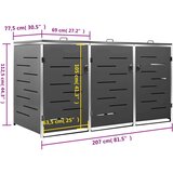  Trojna lopa za smetnjak 207x77,5x115 cm nerjaveče jeklo, (20753229) | Shoptok.si