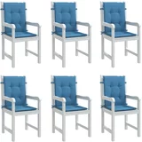  Jastuci za stolice 6 kom prošarano plavi 100x50x4 cm od tkanine