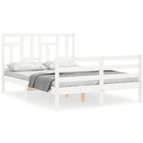 vidaXL Posteljni okvir z vzglavjem bel 140x200 cm trden les, (20735286) Cene