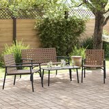 vidaXL 4-delni zunanji kavni set rjav ratan in jeklo, (22016343) | Shoptok.si