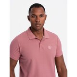 Ombre Men's BASIC single color pique knit polo shirt - dark pink | Shoptok.si