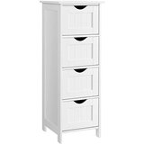 Songmics LHC40W, kopalniška omarica s 4 predali, komoda, 30 x 30 x 82 cm, za dnevno sobo, kuhinjo in predsobo, prihrani prostor, bela, (21313523) | Shoptok.si