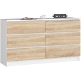 AKORD Komoda, 6 Predalov, Bela/Hrast Sonoma, (5000332371) | Shoptok.si