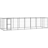 vidaXL zunanji pasji boks jeklo s streho 16,94 m² | Shoptok.si