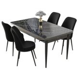 Hanah home set trpezarijski sto i 4 stolice nil black marble black | ePonuda.com