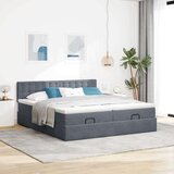 vidaXL Otomanski posteljni okvir z vzmetnicami siv 200x200cm žamet | Shoptok.si