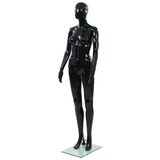  Ženska lutka za izlog sa staklenim postoljem crna sjajna 175 cm | shoptok.hr