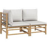 Maison Chic Seti vrtnega pohištva - Vrtna garnitura - Vrtni pohištvo set in svetlo sive blazine 2-delna bambus, (21796782) | Shoptok.si