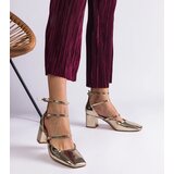 Gemre Gold patent block heels with buckles Kamola | Shoptok.si