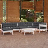 Maison Chic Seti vrtnega pohištva - Vrtna garnitura - Vrtni pohištvo set 8-delna z blazinami bela trdna borovina, (21799027) | Shoptok.si