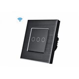 Wise wifi pametni prekidač, 3 tastera, aluminijumski panel crni | ePonuda.com