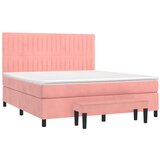 vidaXL Box spring postelja z vzmetnico roza 160x200 cm žamet | Shoptok.si