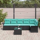  Vrtna sedežna garnitura z blazino 7 pcs Črna Poly ratan, (5000143103) | Shoptok.si