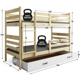 BMS Dječji drveni krevet na kat Eryk s ladicom 190x90 cm, svijetlo drvo, s madracima od PE pjene 8 cm | shoptok.hr