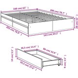  Okvir kreveta s ladicama boja hrasta 160 x 200 cm drveni | shoptok.hr