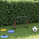 vidaXL Nogometni gol z mrežo rdeč in črn 90x48x71 cm jeklo | Shoptok.si