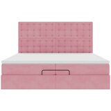  Otomanski posteljni okvir z vzmetnicami roza 200x200cm žamet, (22053609) | Shoptok.si
