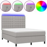  Krevet box spring s madracem LED svjetlosivi 140x190 cm tkanina | shoptok.hr
