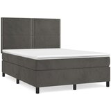  Box spring postelja z vzmetnico temno siva 140x200 cm žamet, (20726593) | Shoptok.si