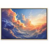  Slika - Sunset Over a Cloudy Sea: A Wonderful Symphony of Colors 120x80 U prirodnom drvenom okviru | shoptok.hr