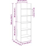 Ormarić za knjige crni 60 x 35 x 180 cm od konstruiranog drva | shoptok.hr
